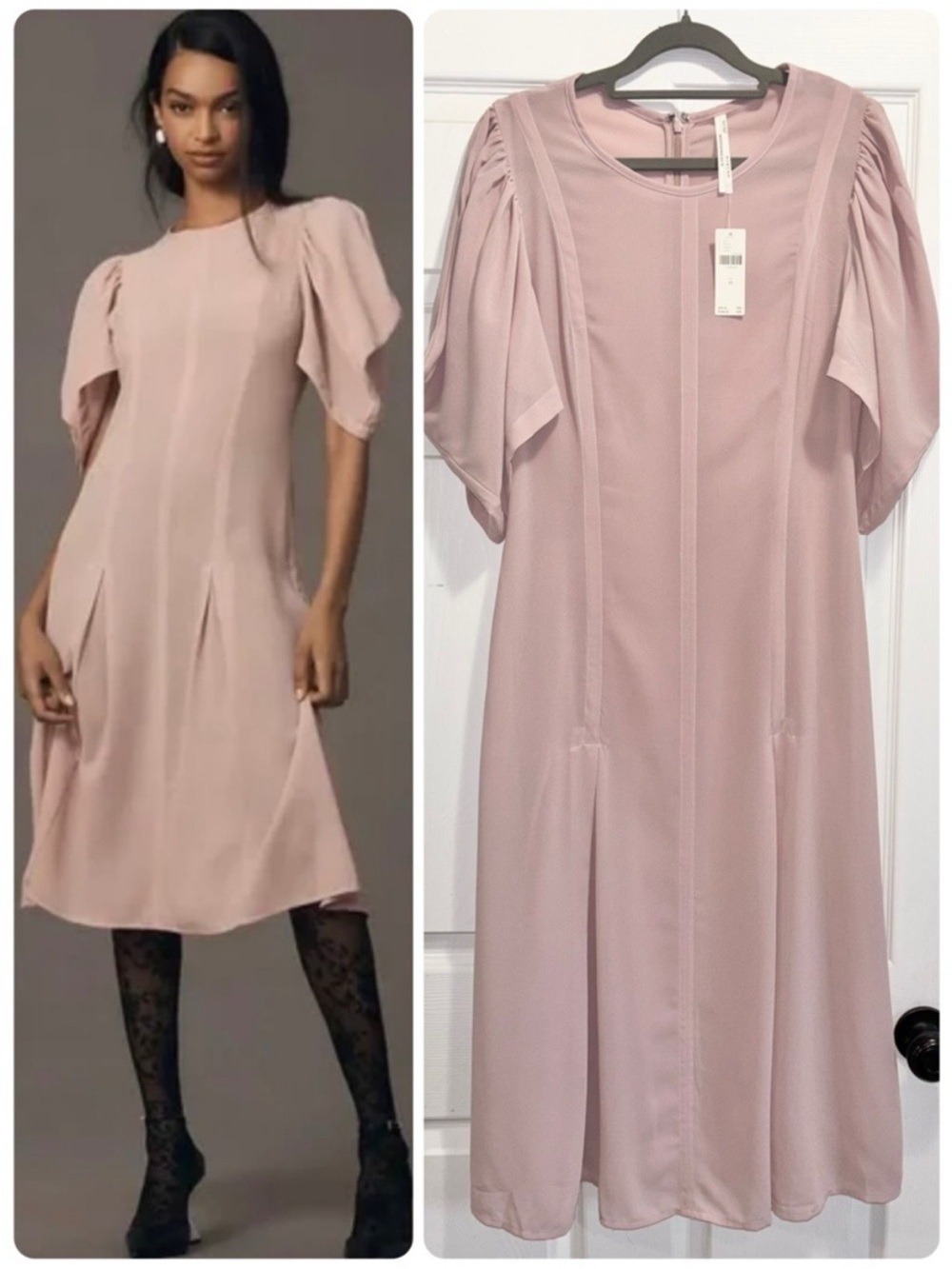 NWT Anthropologie Modern Sheer Midi Dress Pink Violet Ice Size 10 Brand New